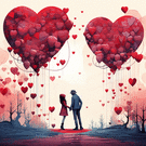 Cœurs volants pour une déclaration d'amour